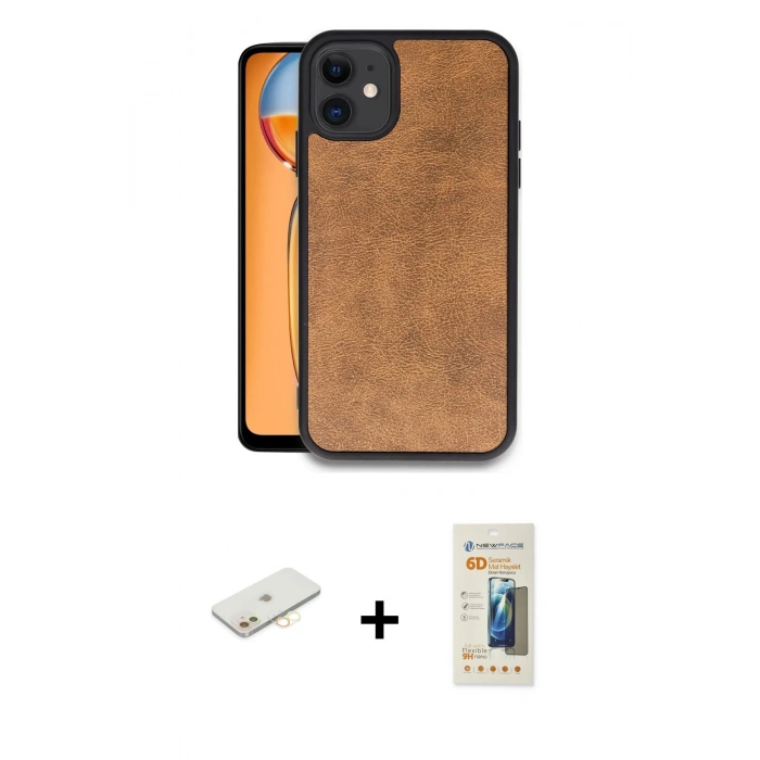 MARSİLYAN™- iPhone 11 Kılıf Kıvılcım Işık Serisi - Siyah 6D Mat Seramik Hayalet Nano Ekran Koruyucu + Renkli Kamera Lens Koruma Cam - SI