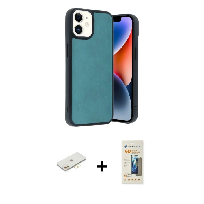 MARSİLYAN™- iPhone 11 Kılıf Kıvılcım Işık Serisi - Siyah 6D Mat Seramik Hayalet Nano Ekran Koruyucu + Renkli Kamera Lens Koruma Cam - SI