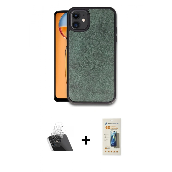 MARSİLYAN™- iPhone 11 Kılıf Kıvılcım Işık Serisi - Siyah 6D Mat Seramik Hayalet Nano Ekran Koruyucu + Kamera Lens Koruma Cam - SF