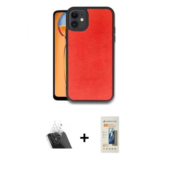 MARSİLYAN™- iPhone 11 Kılıf Kıvılcım Işık Serisi - Siyah 6D Mat Seramik Hayalet Nano Ekran Koruyucu + Kamera Lens Koruma Cam - SF