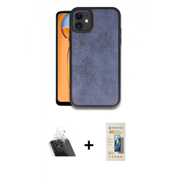 MARSİLYAN™- iPhone 11 Kılıf Kıvılcım Işık Serisi - Siyah 6D Mat Seramik Hayalet Nano Ekran Koruyucu + Kamera Lens Koruma Cam - SF