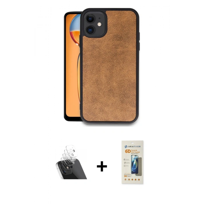 MARSİLYAN™- iPhone 11 Kılıf Kıvılcım Işık Serisi - Siyah 6D Mat Seramik Hayalet Nano Ekran Koruyucu + Kamera Lens Koruma Cam - SF