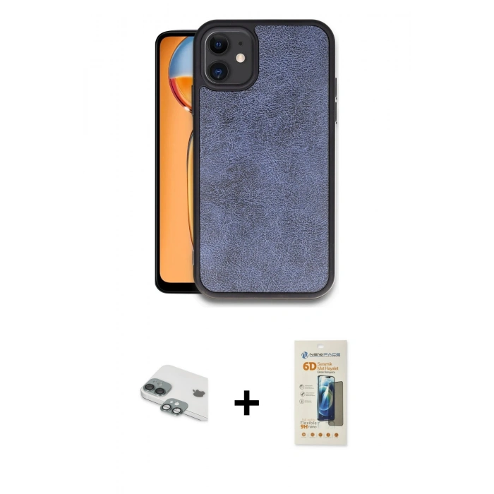 MARSİLYAN™- iPhone 11 Kılıf Kıvılcım Işık Serisi - Siyah 6D Mat Seramik Hayalet Nano Ekran Koruyucu + Pers Alüminyum Kamera Lens - YL