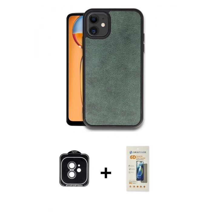 MARSİLYAN™- iPhone 11 Kılıf Kıvılcım Işık Serisi - Siyah 6D Mat Seramik Hayalet Nano Ekran Koruyucu + PVD Metal Kamera Lens - YL