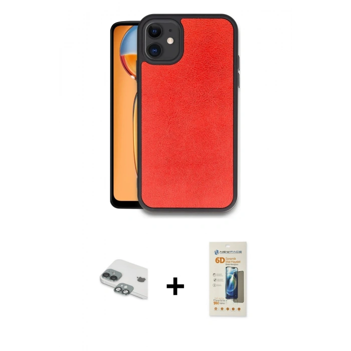 MARSİLYAN™- iPhone 11 Kılıf Kıvılcım Işık Serisi - Siyah 6D Mat Seramik Hayalet Nano Ekran Koruyucu + Pers Alüminyum Kamera Lens - YL