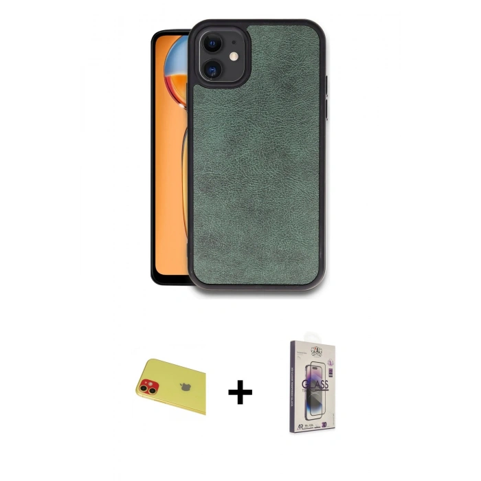 MARSİLYAN™- iPhone 11 Kılıf Kıvılcım Işık Serisi - Siyah Bilvis 3D Cam Ekran Koruyucu + Rainbow Kamera Lens Koruma Cam - KI