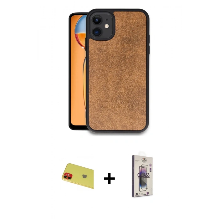 MARSİLYAN™- iPhone 11 Kılıf Kıvılcım Işık Serisi - Siyah Bilvis 3D Cam Ekran Koruyucu + Rainbow Kamera Lens Koruma Cam - KI