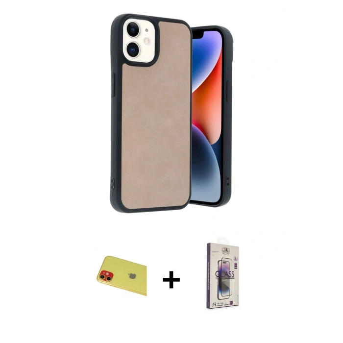 MARSİLYAN™- iPhone 11 Kılıf Kıvılcım Işık Serisi - Siyah Bilvis 3D Cam Ekran Koruyucu + Rainbow Kamera Lens Koruma Cam - KI