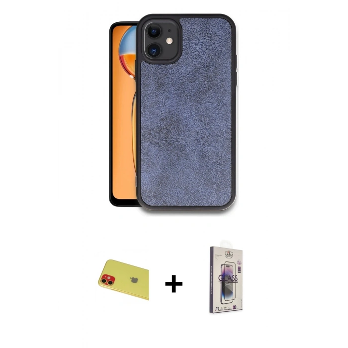 MARSİLYAN™- iPhone 11 Kılıf Kıvılcım Işık Serisi - Siyah Bilvis 3D Cam Ekran Koruyucu + Rainbow Kamera Lens Koruma Cam - KI