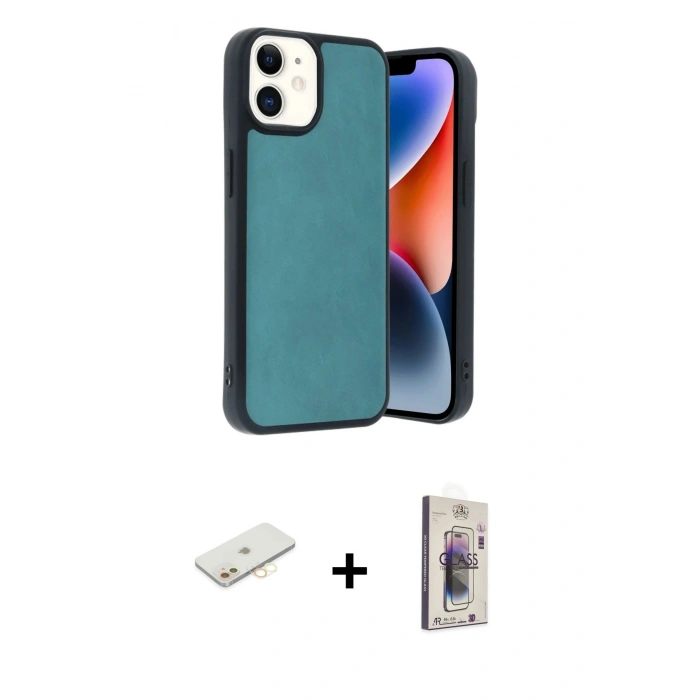 MARSİLYAN™- iPhone 11 Kılıf Kıvılcım Işık Serisi - Siyah Bilvis 3D Cam Ekran Koruyucu + Renkli Kamera Lens Koruma Cam - SI