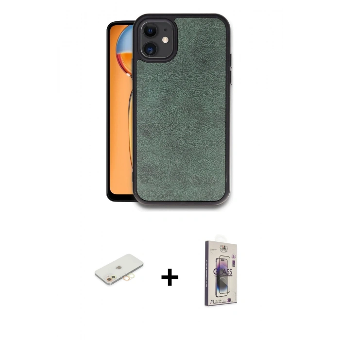 MARSİLYAN™- iPhone 11 Kılıf Kıvılcım Işık Serisi - Siyah Bilvis 3D Cam Ekran Koruyucu + Renkli Kamera Lens Koruma Cam - SI