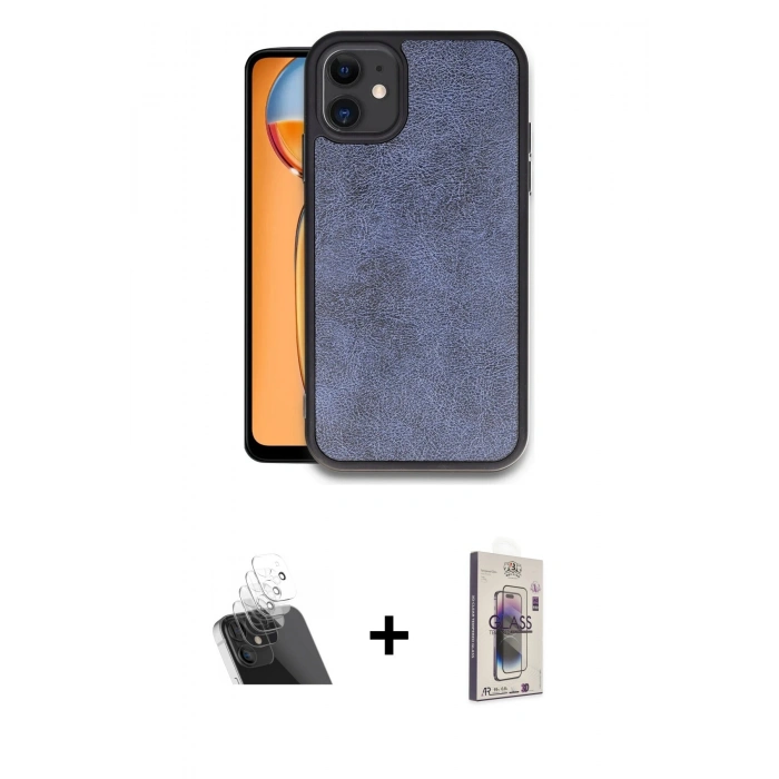MARSİLYAN™- iPhone 11 Kılıf Kıvılcım Işık Serisi - Siyah Bilvis 3D Cam Ekran Koruyucu + Kamera Lens Koruma Cam - SF