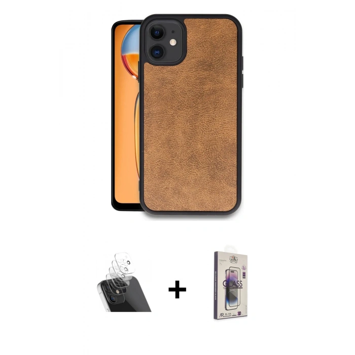 MARSİLYAN™- iPhone 11 Kılıf Kıvılcım Işık Serisi - Siyah Bilvis 3D Cam Ekran Koruyucu + Kamera Lens Koruma Cam - SF