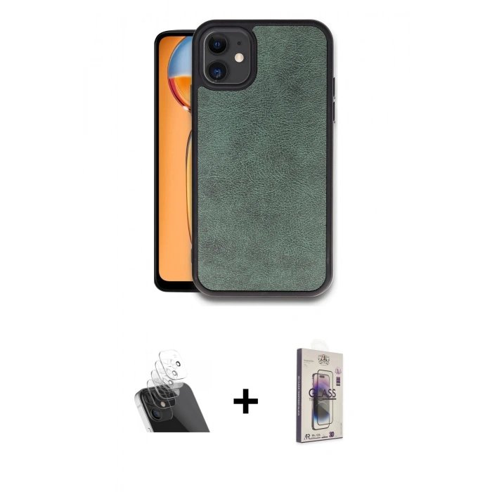 MARSİLYAN™- iPhone 11 Kılıf Kıvılcım Işık Serisi - Siyah Bilvis 3D Cam Ekran Koruyucu + Kamera Lens Koruma Cam - SF