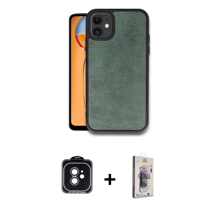 MARSİLYAN™- iPhone 11 Kılıf Kıvılcım Işık Serisi - Siyah Bilvis 3D Cam Ekran Koruyucu + PVD Metal Kamera Lens - SH