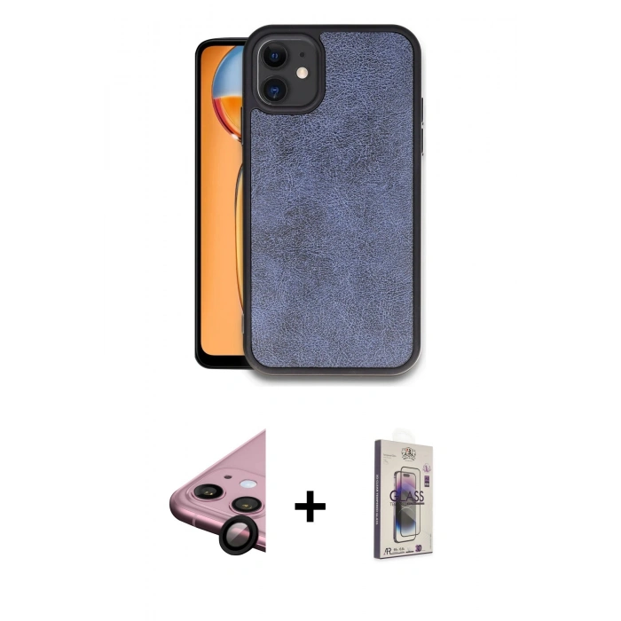 MARSİLYAN™- iPhone 11 Kılıf Kıvılcım Işık Serisi - Siyah Bilvis 3D Cam Ekran Koruyucu + Raze Metal Kamera Lens - SH