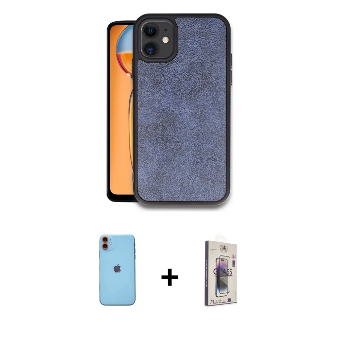 MARSİLYAN™- iPhone 11 Kılıf Kıvılcım Işık Serisi - Siyah Bilvis 3D Cam Ekran Koruyucu + Neon Fosforlu Kamera Lens - TU