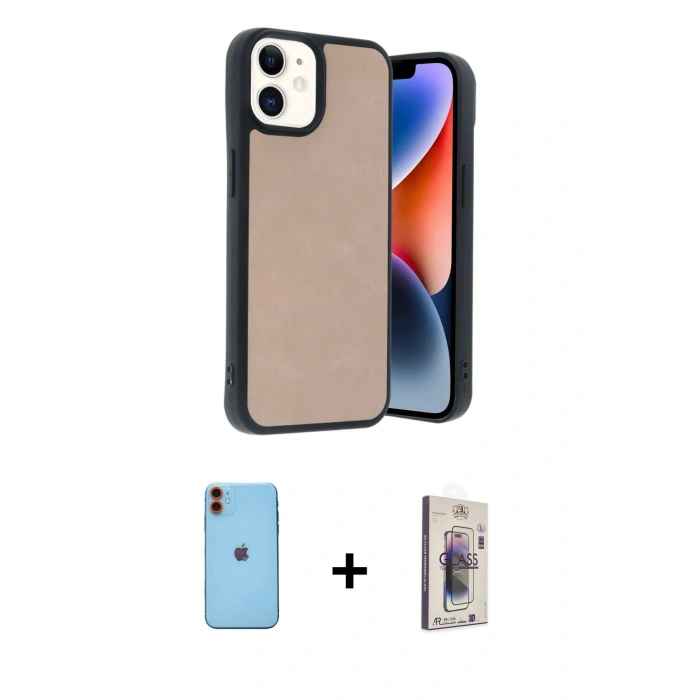 MARSİLYAN™- iPhone 11 Kılıf Kıvılcım Işık Serisi - Siyah Bilvis 3D Cam Ekran Koruyucu + Neon Fosforlu Kamera Lens - TU