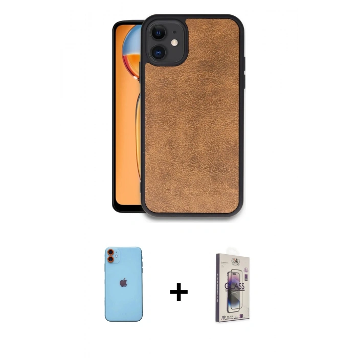 MARSİLYAN™- iPhone 11 Kılıf Kıvılcım Işık Serisi - Siyah Bilvis 3D Cam Ekran Koruyucu + Neon Fosforlu Kamera Lens - TU