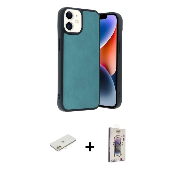 MARSİLYAN™- iPhone 11 Kılıf Kıvılcım Işık Serisi - Siyah Bilvis 3D Cam Ekran Koruyucu + Renkli Kamera Lens Koruma Cam - TU