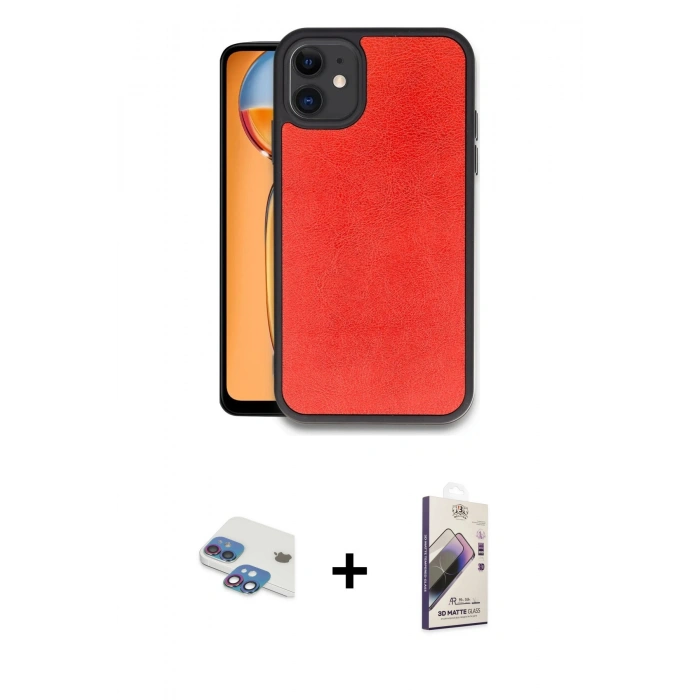 MARSİLYAN™- iPhone 11 Kılıf Kıvılcım Işık Serisi - Siyah Bilvis 3D Mat Cam Ekran Koruyucu + Pers Alüminyum Kamera Lens - GI