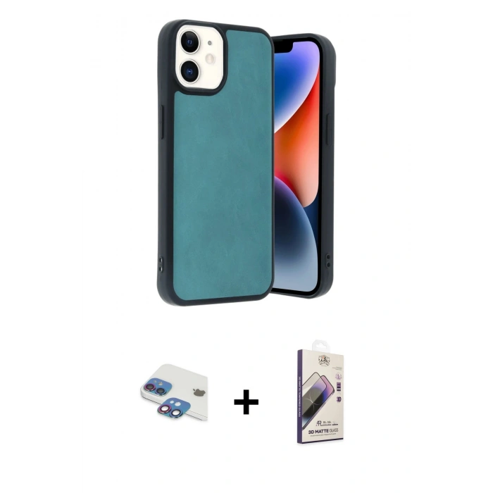 MARSİLYAN™- iPhone 11 Kılıf Kıvılcım Işık Serisi - Siyah Bilvis 3D Mat Cam Ekran Koruyucu + Pers Alüminyum Kamera Lens - GI