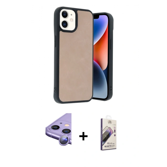 MARSİLYAN™- iPhone 11 Kılıf Kıvılcım Işık Serisi - Siyah Bilvis 3D Mat Cam Ekran Koruyucu + Raze Metal Kamera Lens - MR