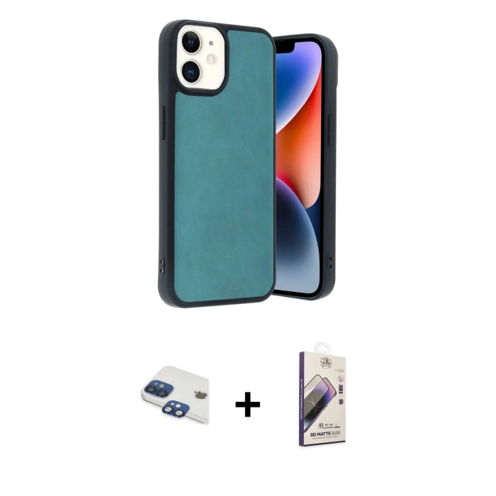 MARSİLYAN™- iPhone 11 Kılıf Kıvılcım Işık Serisi - Siyah Bilvis 3D Mat Cam Ekran Koruyucu + Pers Alüminyum Kamera Lens - LT