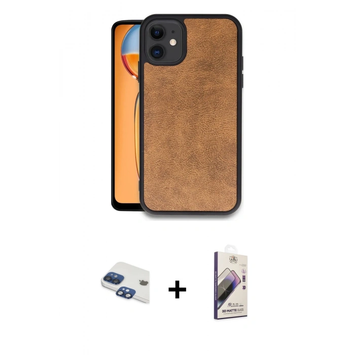 MARSİLYAN™- iPhone 11 Kılıf Kıvılcım Işık Serisi - Siyah Bilvis 3D Mat Cam Ekran Koruyucu + Pers Alüminyum Kamera Lens - LT