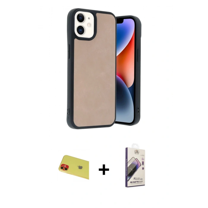 MARSİLYAN™- iPhone 11 Kılıf Kıvılcım Işık Serisi - Siyah Bilvis 3D Mat Cam Ekran Koruyucu + Rainbow Kamera Lens Koruma Cam - KI