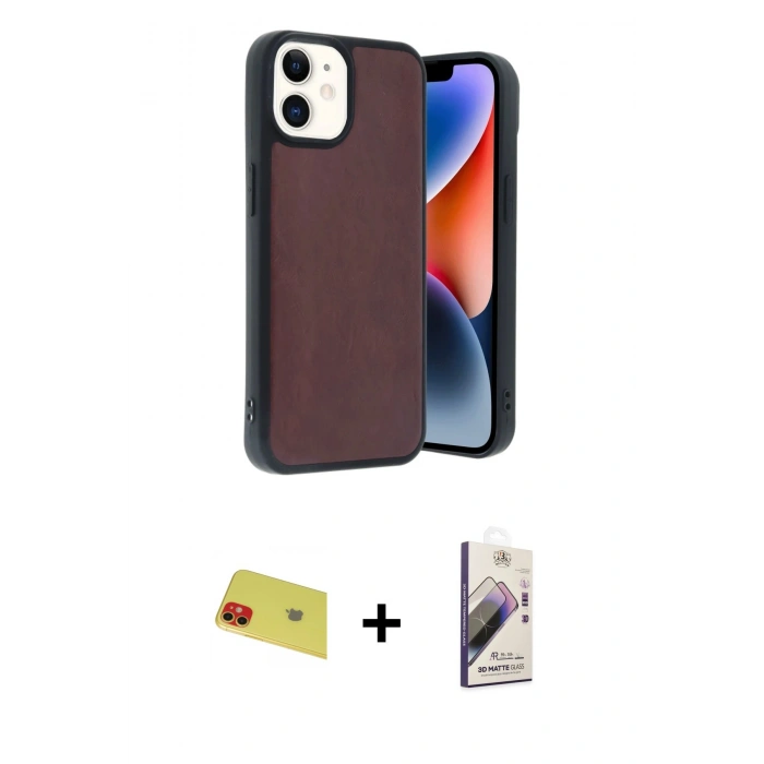 MARSİLYAN™- iPhone 11 Kılıf Kıvılcım Işık Serisi - Siyah Bilvis 3D Mat Cam Ekran Koruyucu + Rainbow Kamera Lens Koruma Cam - KI