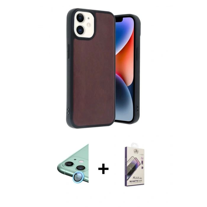 MARSİLYAN™- iPhone 11 Kılıf Kıvılcım Işık Serisi - Siyah Bilvis 3D Mat Cam Ekran Koruyucu + Raze Metal Kamera Lens - MI