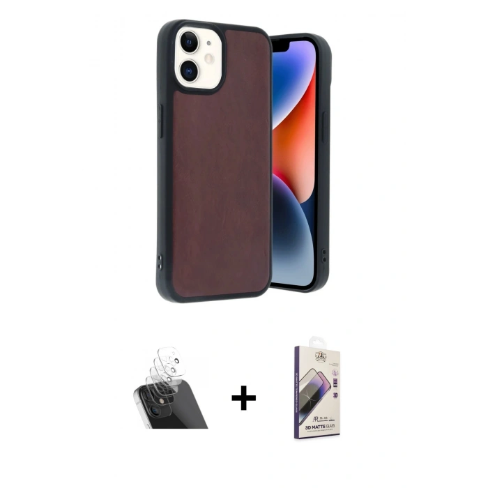 MARSİLYAN™- iPhone 11 Kılıf Kıvılcım Işık Serisi - Siyah Bilvis 3D Mat Cam Ekran Koruyucu + Kamera Lens Koruma Cam - SF