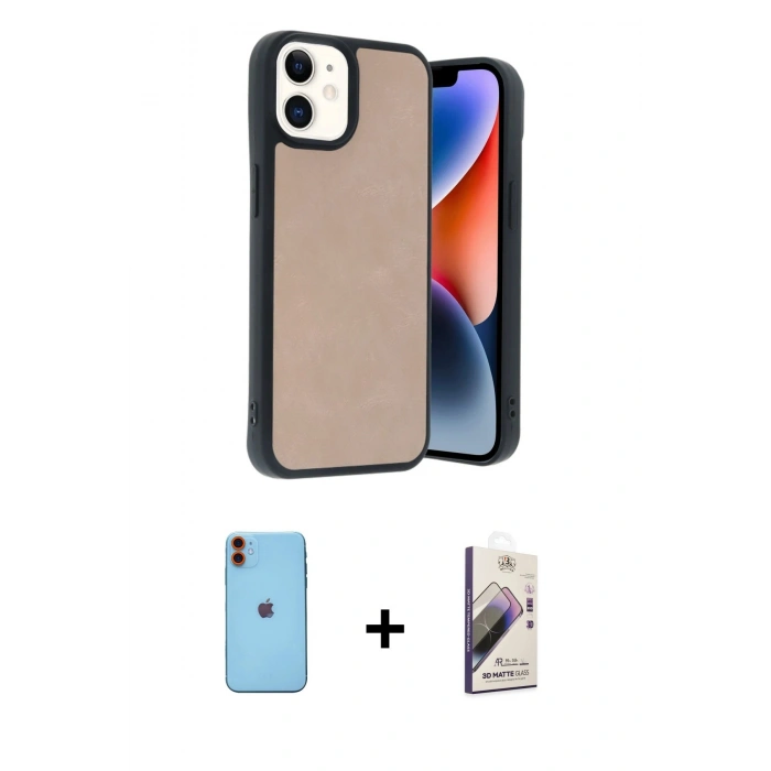 MARSİLYAN™- iPhone 11 Kılıf Kıvılcım Işık Serisi - Siyah Bilvis 3D Mat Cam Ekran Koruyucu + Neon Fosforlu Kamera Lens - TU