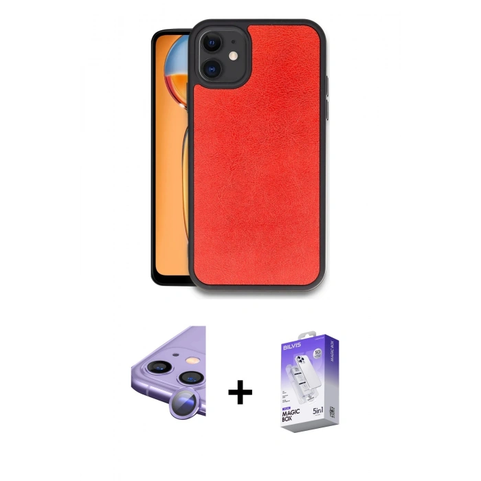 MARSİLYAN™- iPhone 11 Kılıf Kıvılcım Işık Serisi - Siyah Bilvis 5in1 3D Magic Cam Ekran Koruyucu + Raze Metal Kamera Lens - MR