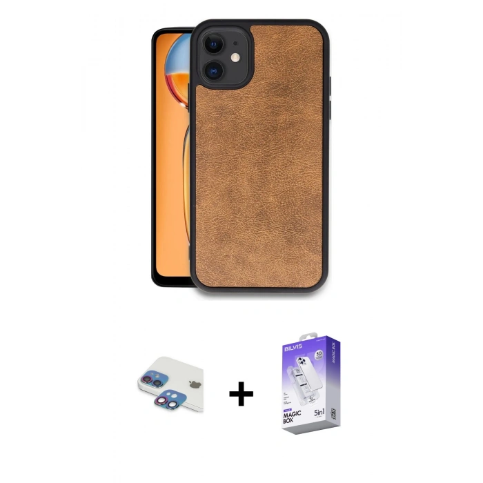 MARSİLYAN™- iPhone 11 Kılıf Kıvılcım Işık Serisi - Siyah Bilvis 5in1 3D Magic Cam Ekran Koruyucu + Pers Alüminyum Kamera Lens - GI
