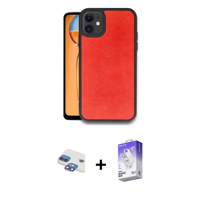 MARSİLYAN™- iPhone 11 Kılıf Kıvılcım Işık Serisi - Siyah Bilvis 5in1 3D Magic Cam Ekran Koruyucu + Pers Alüminyum Kamera Lens - GI