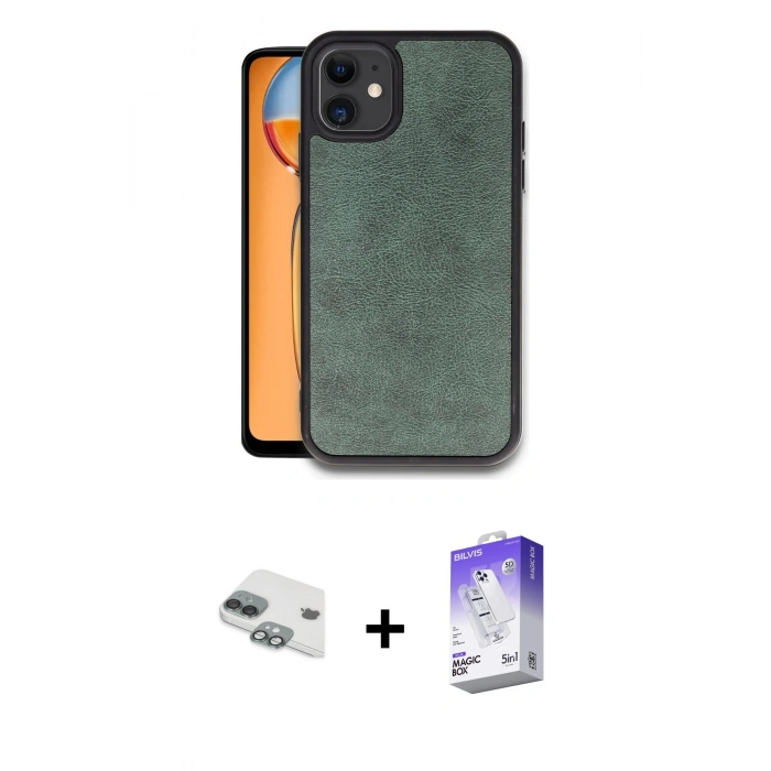 MARSİLYAN™- iPhone 11 Kılıf Kıvılcım Işık Serisi - Siyah Bilvis 5in1 3D Magic Cam Ekran Koruyucu + Pers Alüminyum Kamera Lens - YL