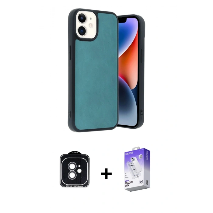 MARSİLYAN™- iPhone 11 Kılıf Kıvılcım Işık Serisi - Siyah Bilvis 5in1 3D Magic Cam Ekran Koruyucu + PVD Metal Kamera Lens - SH