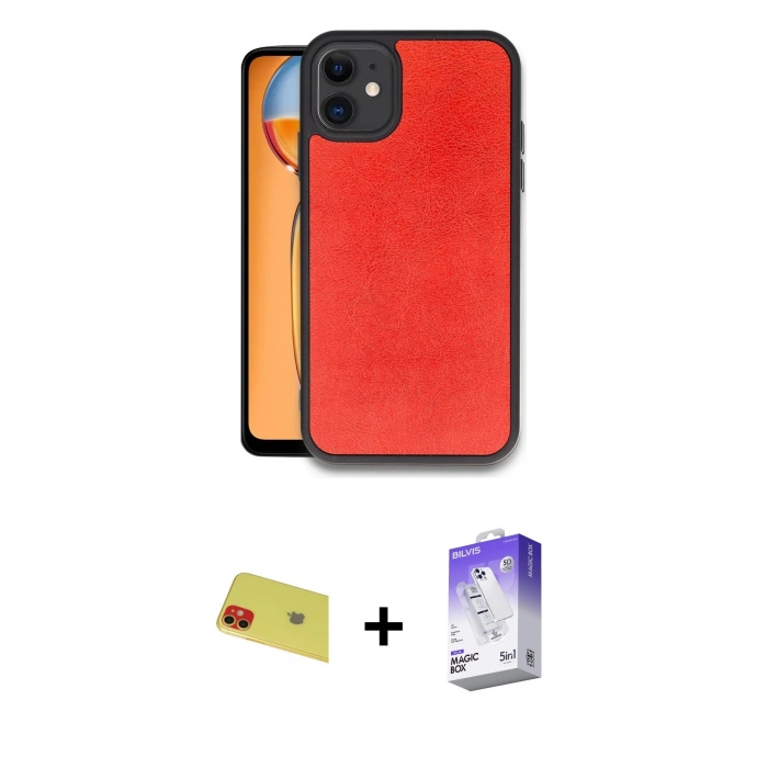 MARSİLYAN™- iPhone 11 Kılıf Kıvılcım Işık Serisi - Siyah Bilvis 5in1 3D Magic Cam Ekran Koruyucu + Rainbow Kamera Lens Koruma Cam - KI