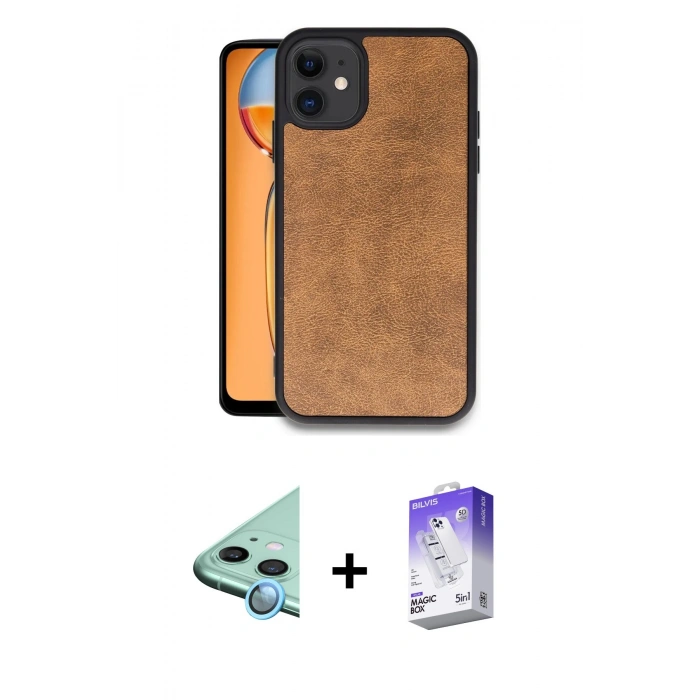 MARSİLYAN™- iPhone 11 Kılıf Kıvılcım Işık Serisi - Siyah Bilvis 5in1 3D Magic Cam Ekran Koruyucu + Raze Metal Kamera Lens - MI