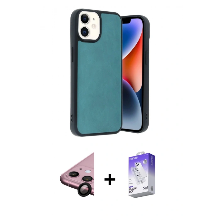MARSİLYAN™- iPhone 11 Kılıf Kıvılcım Işık Serisi - Siyah Bilvis 5in1 3D Magic Cam Ekran Koruyucu + Raze Metal Kamera Lens - SH