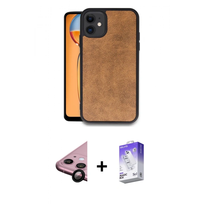 MARSİLYAN™- iPhone 11 Kılıf Kıvılcım Işık Serisi - Siyah Bilvis 5in1 3D Magic Cam Ekran Koruyucu + Raze Metal Kamera Lens - SH