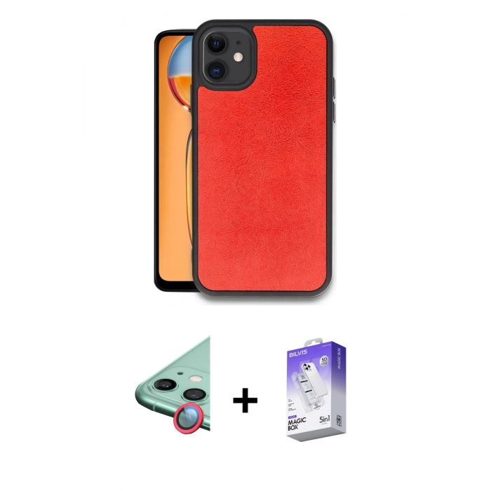 MARSİLYAN™- iPhone 11 Kılıf Kıvılcım Işık Serisi - Siyah Bilvis 5in1 3D Magic Cam Ekran Koruyucu + Raze Metal Kamera Lens - KI