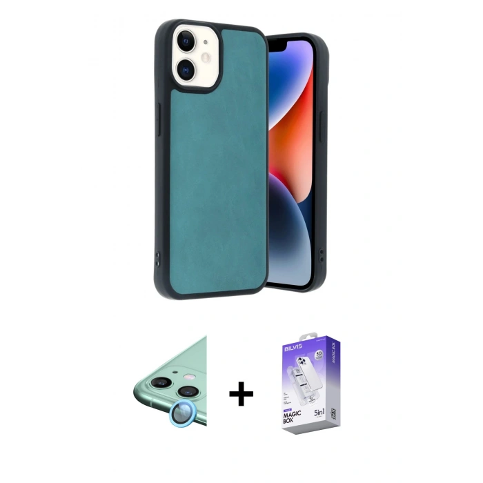 MARSİLYAN™- iPhone 11 Kılıf Kıvılcım Işık Serisi - Siyah Bilvis 5in1 3D Magic Cam Ekran Koruyucu + Raze Metal Kamera Lens - MI