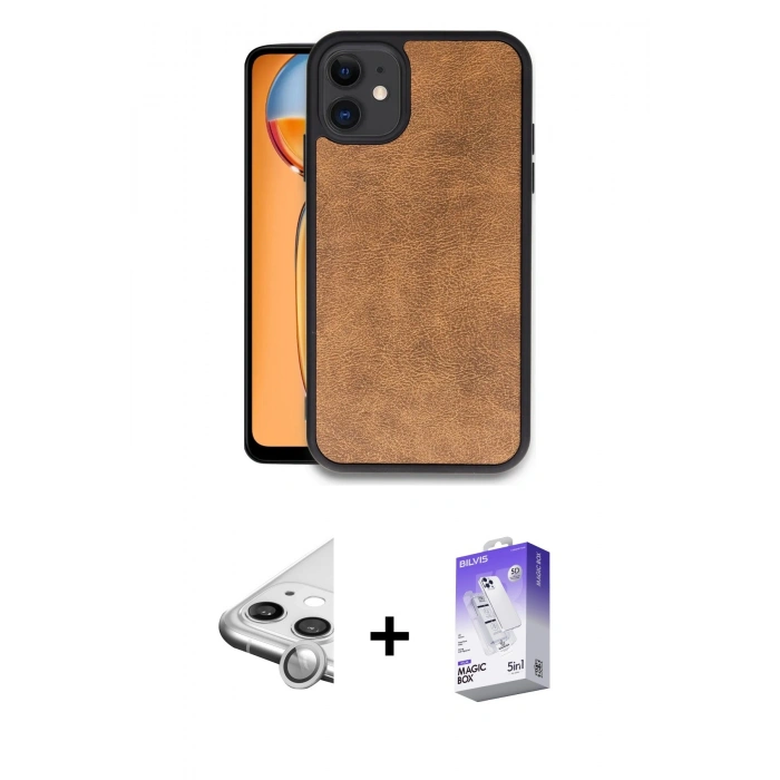 MARSİLYAN™- iPhone 11 Kılıf Kıvılcım Işık Serisi - Siyah Bilvis 5in1 3D Magic Cam Ekran Koruyucu + Raze Metal Kamera Lens - GS
