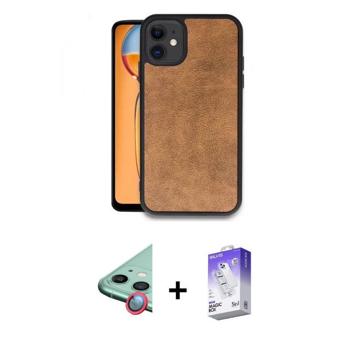 MARSİLYAN™- iPhone 11 Kılıf Kıvılcım Işık Serisi - Siyah Bilvis 5in1 3D Magic Cam Ekran Koruyucu + Raze Metal Kamera Lens - KI
