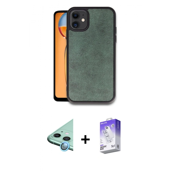 MARSİLYAN™- iPhone 11 Kılıf Kıvılcım Işık Serisi - Siyah Bilvis 5in1 3D Magic Cam Ekran Koruyucu + Raze Metal Kamera Lens - MI