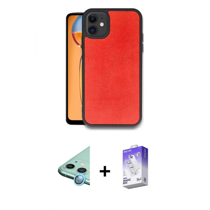 MARSİLYAN™- iPhone 11 Kılıf Kıvılcım Işık Serisi - Siyah Bilvis 5in1 3D Magic Cam Ekran Koruyucu + Raze Metal Kamera Lens - MI