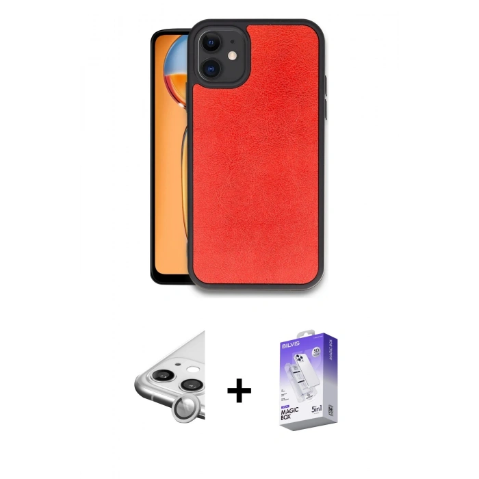 MARSİLYAN™- iPhone 11 Kılıf Kıvılcım Işık Serisi - Siyah Bilvis 5in1 3D Magic Cam Ekran Koruyucu + Raze Metal Kamera Lens - GS